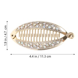 FRCOLOR 4Pcs French Banana Hair Clip Shiny rhinestones Hair Comb Clips Flexible Banana Clips Hair for Thick Hair Ponytail Holder Styling Fish Hair Barrettes