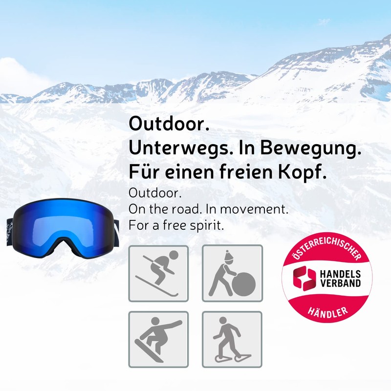 Black Crevice Unisex - Schladming Adult Ski Goggles White, Size
