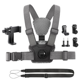 elinigo Smartphones Chest Mount Harness Strap Holder for OSMO Pocket 2/3, Hero 12,11,10,9,8,7, 6, 5, Insta360 One X4/X3/X2/X Action Cameras