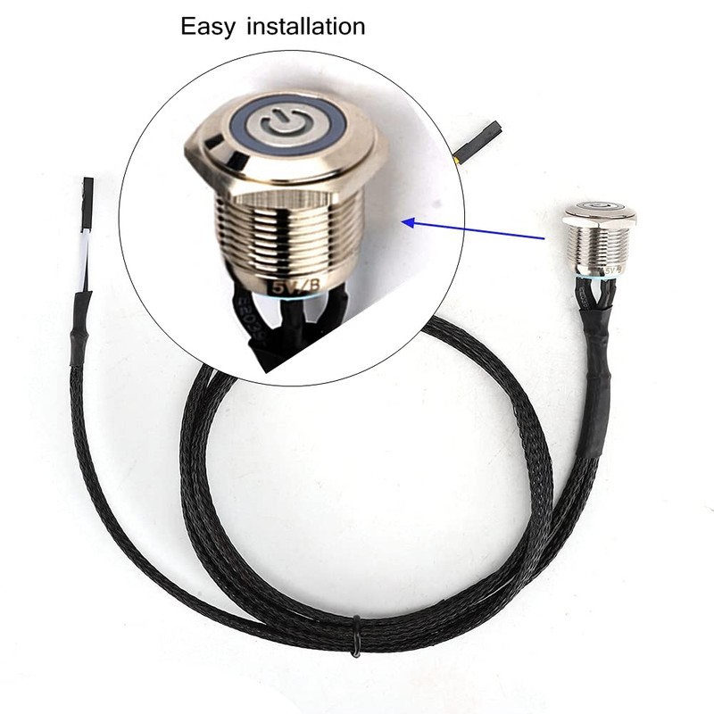 ASHATA Computer Power Button Cable, PC Power Reset Switch LED