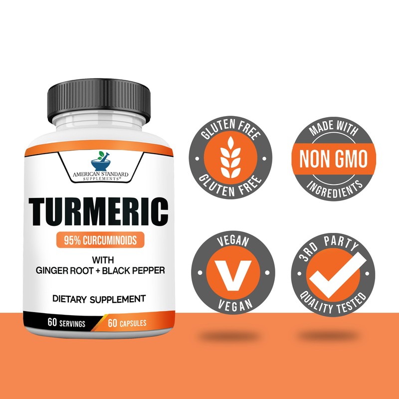 American Standard Supplements Turmeric Extract - Curcumin 95% with Ginger