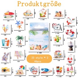 46pcs Stickers for Scrapbooking Small Scrapbook Sticker Set, Summer Beach Stickers, Summer Surfing Waterproof Stickers, Kid DIY Art Crafts, Laptop, Suitcase
