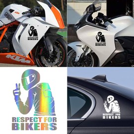 RXKFIGX 3 pcs Car Stickers Respect for Bikers Car Decoration Sticker Motorcycle Reflective Sticker Car Window Sticker for Cars Trucks Motorcycles Laptop Computer Skateboard Tablet