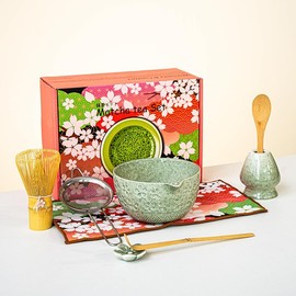 8 PCS Matcha Whisk Set, Ceramic Matcha Set, Includes Bowl, Matcha Whisk Holder Matcha Bamboo Whisk, Scoop, Sifter, Unique Gift for Matcha Lovers (C)