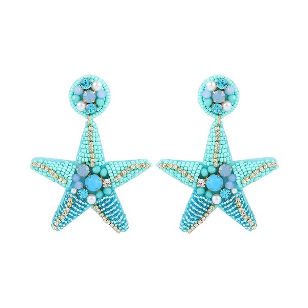 Handmade Boho Beaded Drop Earrings Turtle Starfish Conch Shell Seed