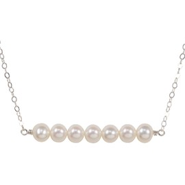 StyledU 70th Birthday Gifts for Women, Sterling Silver 7 Freshwater Pearl Bar Necklace, 7 Decades Jewelry, 70 Years Old Birthday Gifts for Her