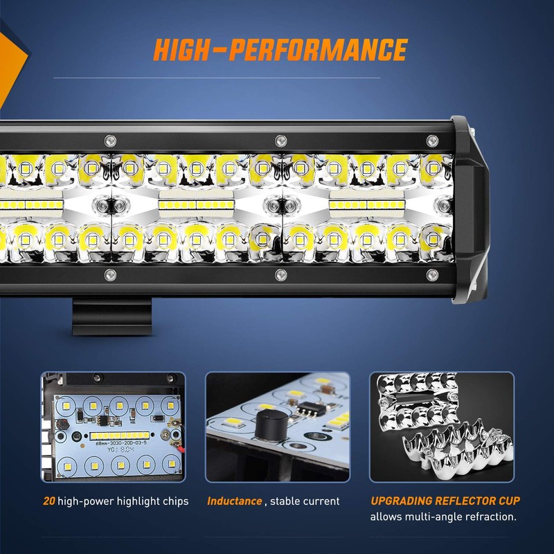 Nilight 20Inch 420W Triple Row Spot Flood Combo Led Light