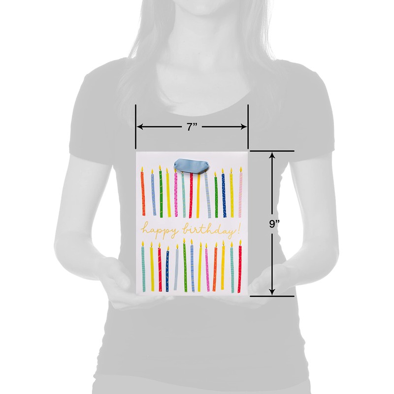 Papyrus 9" Birthday Gift Bag, Happy Birthday Candles (1 Bag)