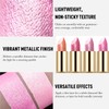 Wugbc Nude Pink Metallic Glitter Lipstick for Women, High Shine