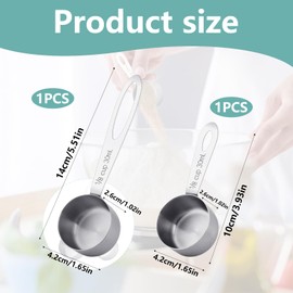 Stainless Steel Premium Coffee Scoop Set+Stainless Steel Measuring Spoons+30ml Capacity+2 Pieces Long and Short Handle+Durable and Easy to Use+Kitchen and Coffee Storage Use