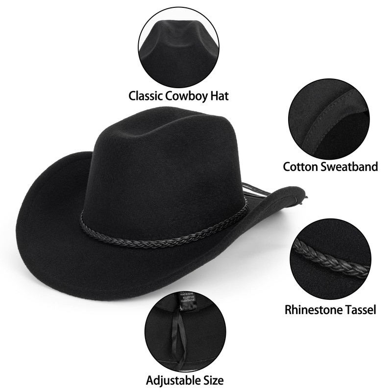 Western Cowboy Hat for Men Women Classic Roll Up Fedora