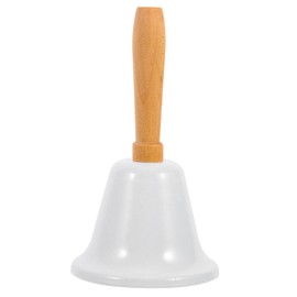 MAGICLULU Christmas Hand Bell 1Pcs Xmas Hand Call Bell Handbell with Wooden Handle Solid Loud Hand Bell for Christmas Dinner Calling Decor White Metal Handle Bell