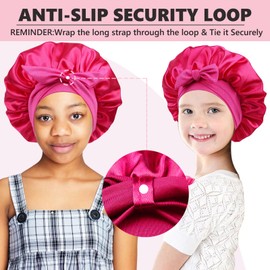 Kids Bonnets for Girls, Silk Bonnet for Kids,Toddler Bonnet for Sleeping Kids Hot Pink