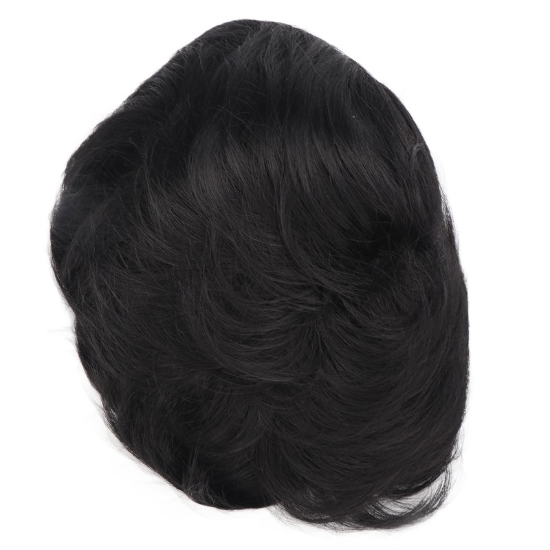 Men's Short Black Wig High Temperature Silk Layered Realistic Breathable