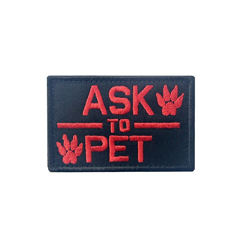 Service Dog Ask to Pet Tactical Embroidered Morale Hook &