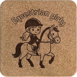 'Equestrian Girly' Square Cork Trivet/Pot Stand (TR00030186)