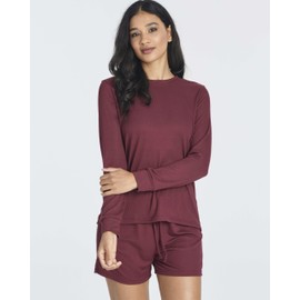 Plus Size 2 Pack Two Piece Sets Women Summer Outfits Lounge Pajamas Set Vacation Pajama Shorts Mujer Post Partum Cute Pjs Outfit Casual Knit Loungewear Comfy Womens Shorts Long Sleeve Sleep Ladies