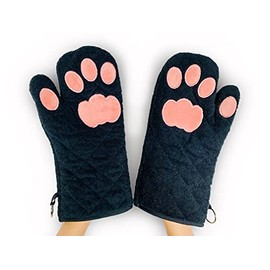 Cricket & Junebug Oven Mitts Cat Paws - Black & Pink