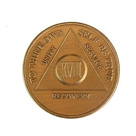 18 Year Bronze AA (Alcoholics Anonymous) - Sober / Sobriety / Birthday / Anniversary / Recovery / Medallion / Coin / Chip by Generic