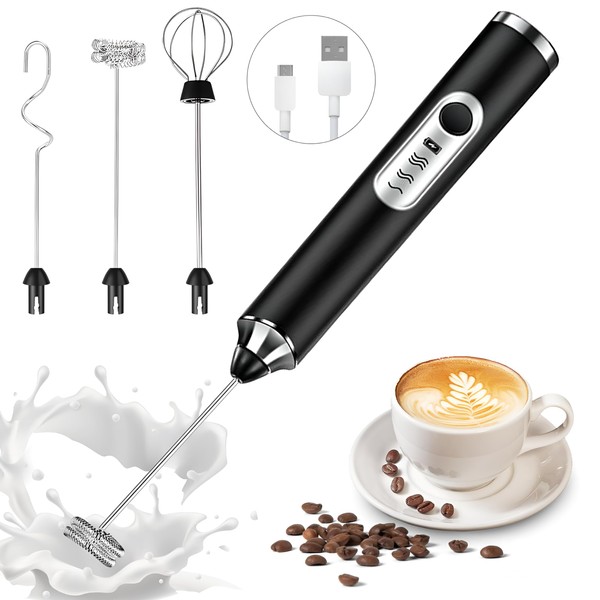 Ausein Espumador de Leche Electrico, Milk Frother Recargable de 3
