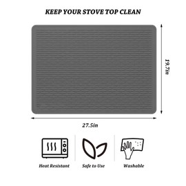 VANKUTL Stove Covers for Stove Top - Silicone Electric Stove Cover Mat - 28 x 20 Ceramic stove guard stove top protector, Heat Resistant Glass Cooktop Cover, Dish Drying Mats for Kitchen (Gray)