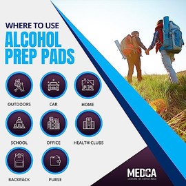 MEDca Almohadillas de preparación de alcohol, estériles, medianas, 2 capas, paquete de 200