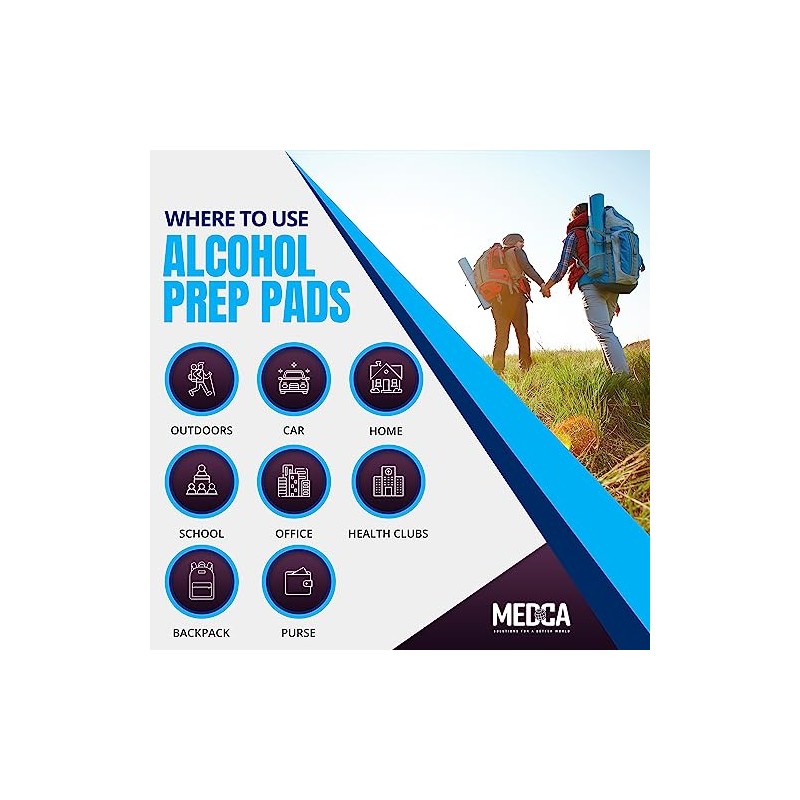 MEDca Almohadillas de preparación de alcohol, estériles, medianas, 2 capas,