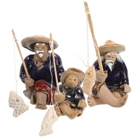 Artibetter 3pcs Fisherman Statue Mini Fisherman Figure Mini Fisherman Figurine Ceramic Fisherman Ornaments Decorations for Home Mini Decor Mini Fisherman Sculpture Doll Elder Ceramics Vintage