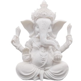 PIGPIGFLY Ganesh Buddha Statue,Indian Deity Statue,Decoration Living Room,Abstract Sculpture,Home Store Decoration,Modern Living Room Ornaments 3.7"(White)