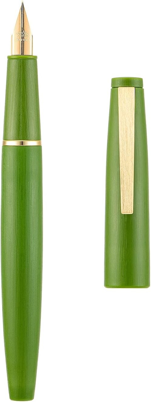Jinhao 80 - Pluma estilográfica de fibra de carbono cepillada, punta extrafina, gris con clip plateado