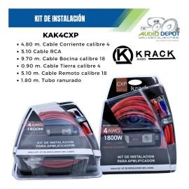 Kit De Instalacion Amplificador Cal 4 Krack 100% Cobre 1800w