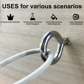 8 Pack 304 Stainless Steel Eye Bolts, 2.5" M6 Heavy Duty Eye Hooks, Screw Hooks for Wood, Securing Cable Wires Rustproof, Self Tapping Eye Screws for Indoor and Outdoor Use (8)