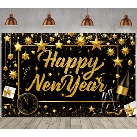 IMISHM Glitter New Years Banner New Years Decorations 2025 New Years Eve Party Decorations Happy New Year Decorations New Years Backdrop for New Years Eve Party Supplies