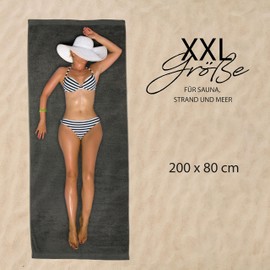 Hausfelder® Sauna Towel XXL - Premium 500 g/m² Sauna Towel Large - 80 x 200 cm for Men and Women Sauna Towel, 100% Cotton, Oeko-Tex Certified (80 x 200 cm, Anthracite Grey)