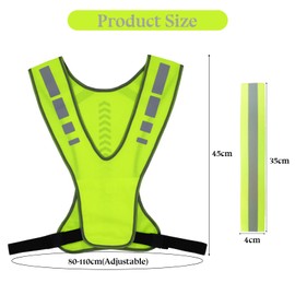 VEGCOO Reflective Running Vest Set, Adjustable High Vis Running Vest with 2 Reflective Wrist Strap for Night Running, Cycling, Dog Walking