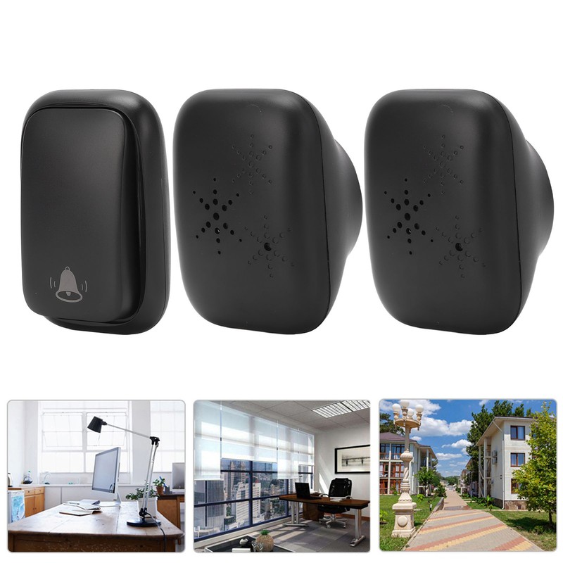 Wireless Doorbell ABS Black Self Powered 150m Range 433MHz with