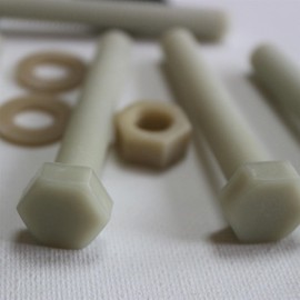 10 x Glass Filled Reinforced, Super Nylon Hex Head, M10 x 70mm, Machine Screws, Plastic Nuts and Bolts, Washers, (25/64 x 2 3/4 in)