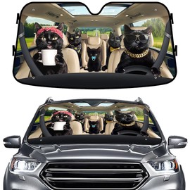 Black Cat Family Funny Windshield Sun Shade for Car SUV Truck (55x30 Inches), Sun Shade Windshield, Shades for Front Windows, Sunshade for Car Windshield, Protector Blocks UV