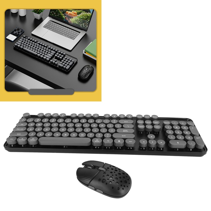 Wireless Keyboard and Mouse Combo Pure Color Retro 2.4G Wireless
