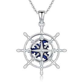 YueYuan Damen Kompass Halskette 925 Sterling Silber Richtung Anhänger Schmuck für Nautik Liebhaber