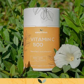 Vitamin C 500 mg per capsule, 240 capsules, buffered and vegetable, good bioavailability and compatibility, vegan, 100% paper packaging