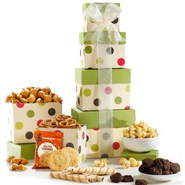 Broadway Basketeers Gift Basket Tower | Gourmet Food Gift Basket with Sweet & Savory Treats | Perfect Thank You Gift Baskets for Birthdays, Holidays, and Celebrations | Premium Snack Gifts