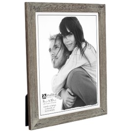 Malden International Designs Linear Wood Picture Frame, 8 by 10-Inch Gray Ridge