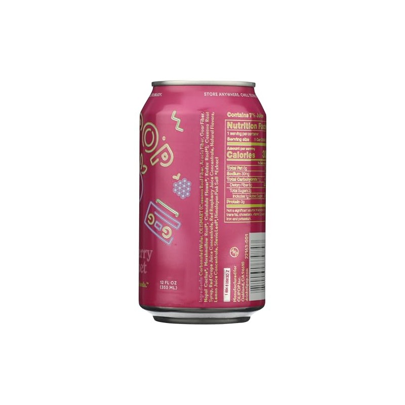 OLIPOP Raspberry Sherbet Prebiotic Soda, 12 FZ, Shelf Stable