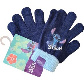 Winter Gloves for Children, Pack of 2, Unisex Winter Gloves, One Size (Stitch Blue)
