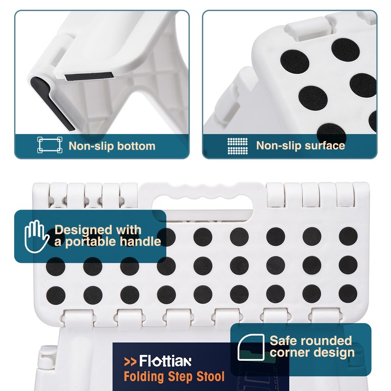 Flottian 9" Folding Step Stool for Adults and Kids Holds