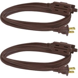 Clear Power 2-Pack 9 ft 3 Outlet Indoor Extension Cord 16/2 SPT-2, Brown, 2 Prong Polarized Plug, Safety Plug Cap Included, for Homes, Kitchens and Offices, DCIC-00362P-DC
