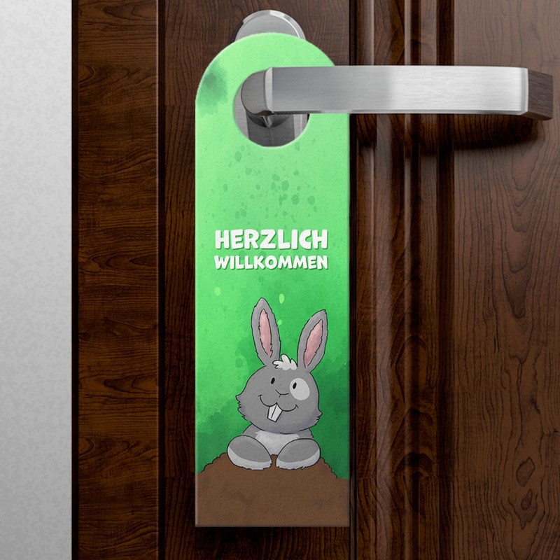 Bin nicht da - Herzlich willkommen Rabbit Door Hanger as