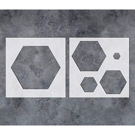 GSS Designs Hexagon Simple Large Wall Stencil for Painting - Geometric Pattern Honeycomb Stencil 12x12Inch (2 Pack) - Wall Stencils for Bedroom Home Decor - Assorted Size (Hexagon)