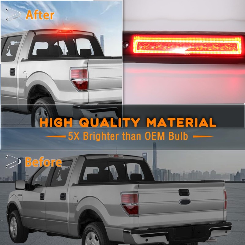 ZDEERAOTO Smoked Lens LED 3rd Third Brake Light Replacement for